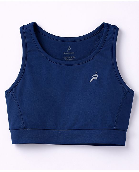 Pine Active Lycra Knit Sleeveless Super Stretch Sports Bra - Navy Blue