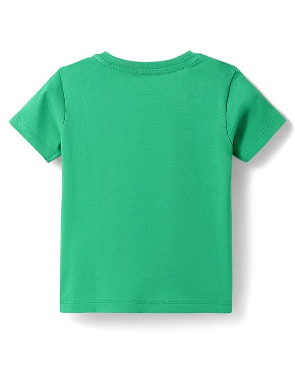 Babyhug 100% Cotton Knit Half Sleeves T-Shirt & Pyjama Night Suit With Giraffe & Alphabet Print - Green & Blue