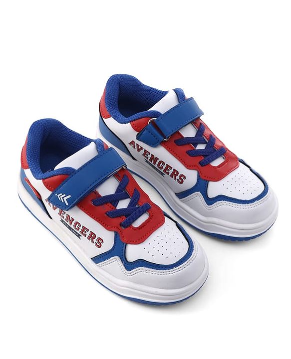 Pine Kids Marvel Velcro Closure Casual Shoes With Avengers Print - White & Red