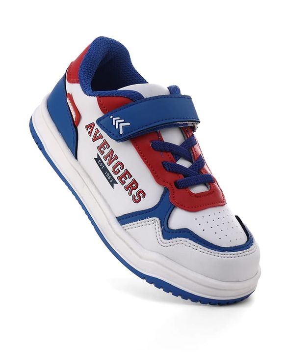 Pine Kids Marvel Velcro Closure Casual Shoes With Avengers Print - White & Red
