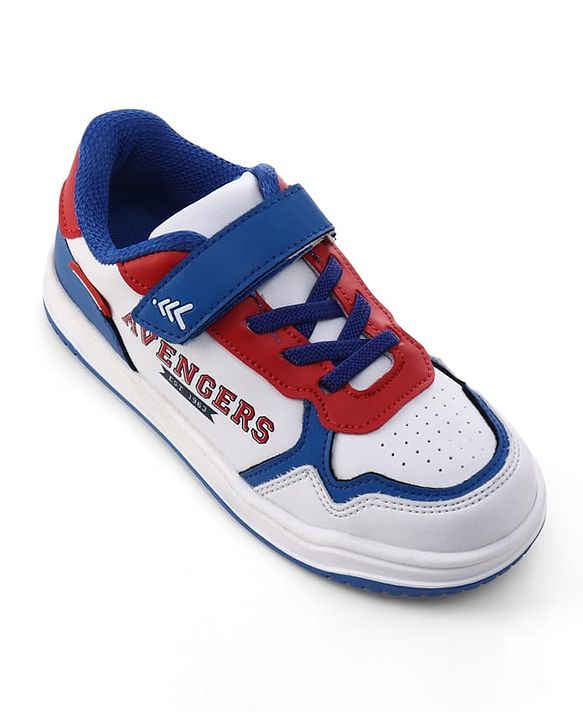 Pine Kids Marvel Velcro Closure Casual Shoes With Avengers Print - White & Red