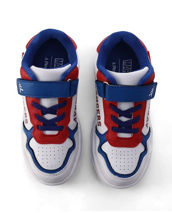 Pine Kids Marvel Velcro Closure Casual Shoes With Avengers Print - White & Red
