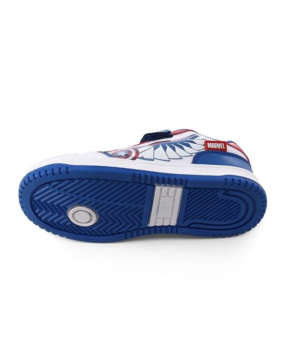 Pine Kids Marvel Velcro Closure Casual Shoes With Captain America Print - White & Red