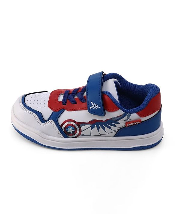 Pine Kids Marvel Velcro Closure Casual Shoes With Captain America Print - White & Red