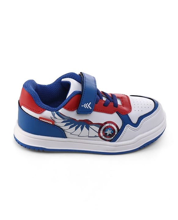 Pine Kids Marvel Velcro Closure Casual Shoes With Captain America Print - White & Red
