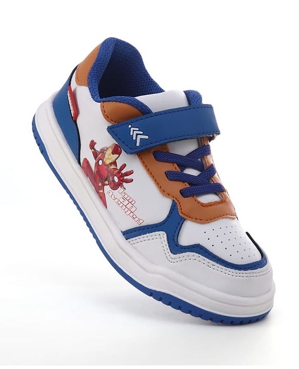 Pine Kids Marvel Velcro Closure Casual Shoes With Iron Man Print - Blue & White