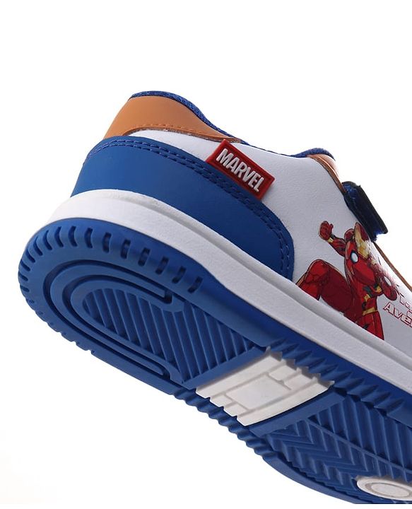 Pine Kids Marvel Velcro Closure Casual Shoes With Iron Man Print - Blue & White