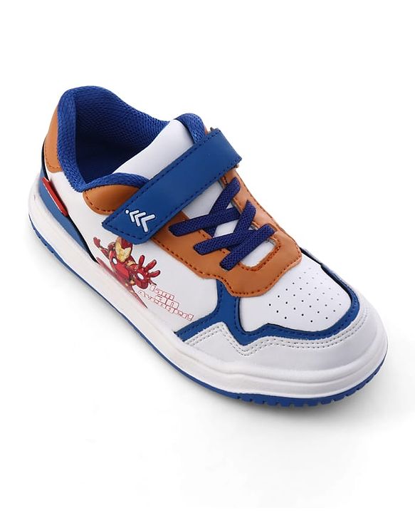 Pine Kids Marvel Velcro Closure Casual Shoes With Iron Man Print - Blue & White
