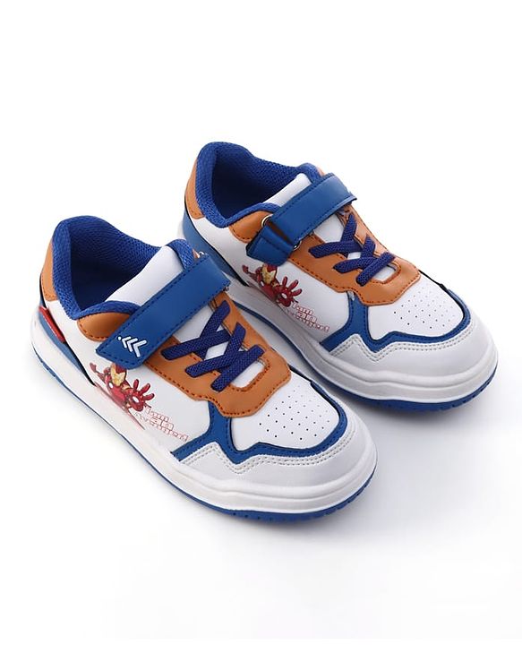 Pine Kids Marvel Velcro Closure Casual Shoes With Iron Man Print - Blue & White
