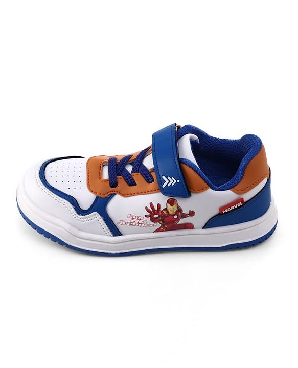 Pine Kids Marvel Velcro Closure Casual Shoes With Iron Man Print - Blue & White