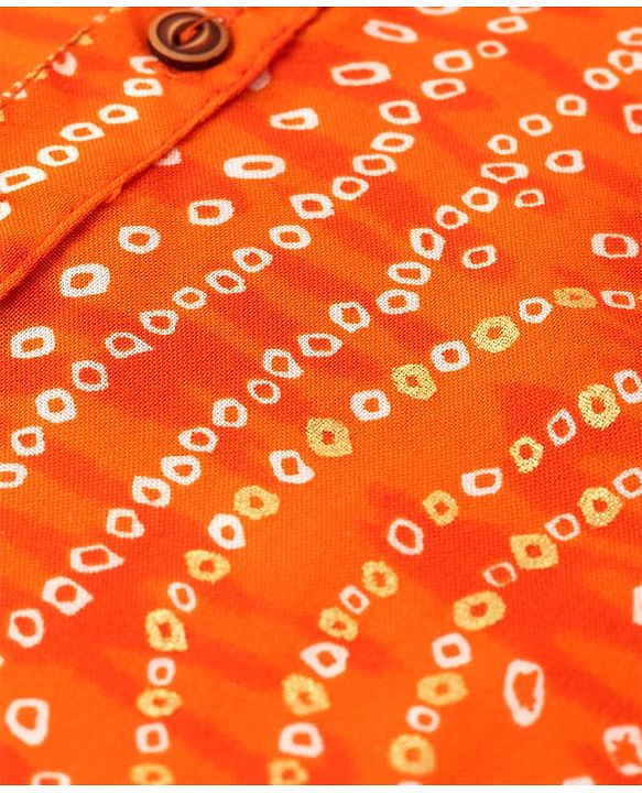 Babyhug 100% Cotton Cambric Woven Full Sleeves Bandhani Printed Kurta & Pyjama Set - Orange
