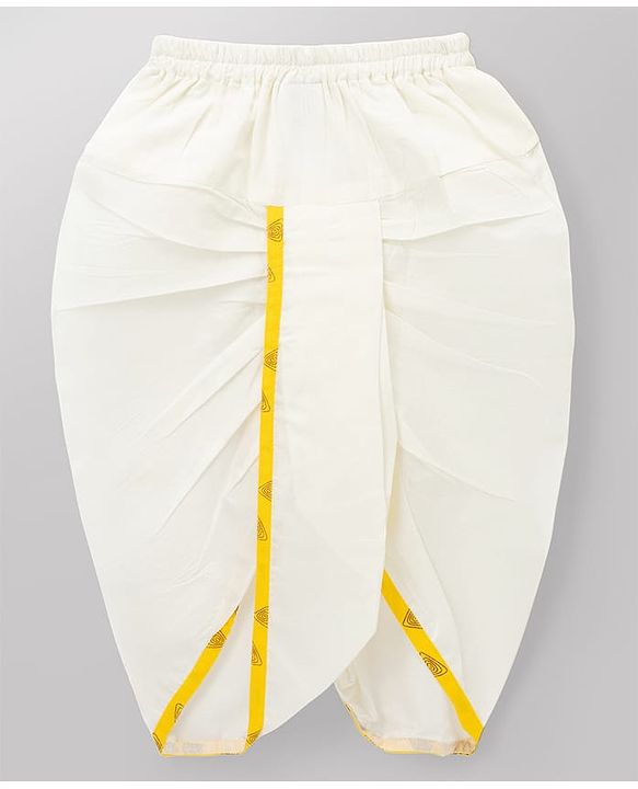 Babyhug 100% Cotton Cambric Woven Full Sleeves Triangles Printed Kurta & Dhoti Set - Yellow
