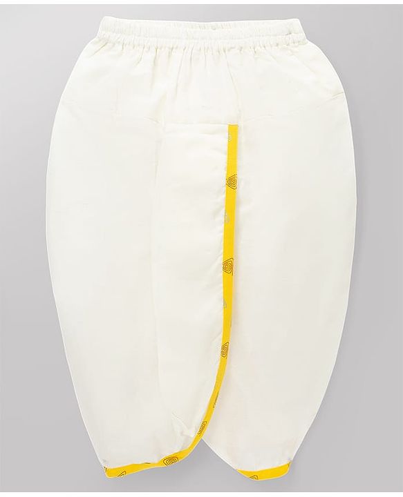 Babyhug 100% Cotton Cambric Woven Full Sleeves Triangles Printed Kurta & Dhoti Set - Yellow