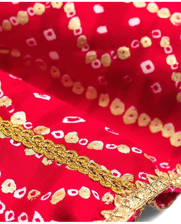 Babyhug Cambric Woven Half Sleeves Bandhani Printed Ethnic Dress - Fuchsia
