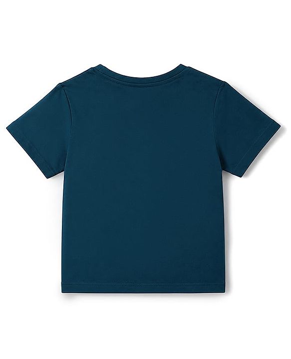 Pine Kids Cotton Knit Half Sleeves T-Shirt & Shorts Set with Tropical Theme Print - Teal Blue