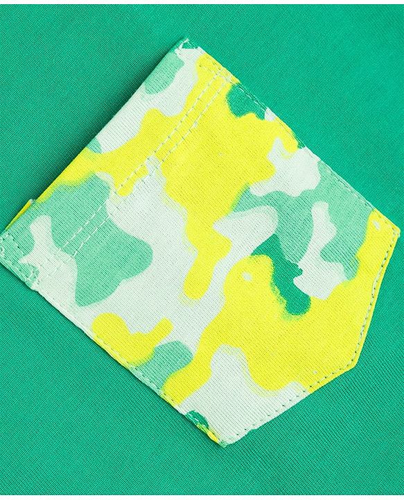 Pine Kids Cotton Knit Half Sleeves Camouflage Printed T-Shirt & Shorts Night Suit - Green