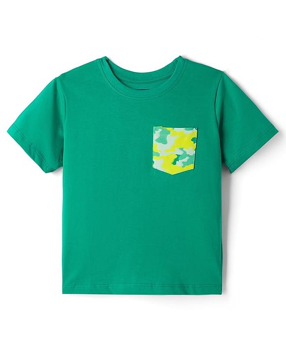 Pine Kids Cotton Knit Half Sleeves Camouflage Printed T-Shirt & Shorts Night Suit - Green