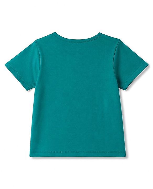 Pine Kids Cotton Knit Half Sleeves T-Shirt & Shorts Set with Tropical Theme Print - Green
