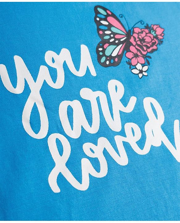 Pine Kids Cotton Knit Half Sleeves Butterfly Printed T-Shirt & Pyjama Night Suit - Blue