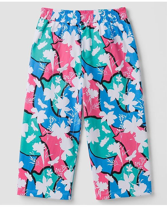Pine Kids Cotton Knit Half Sleeves Butterfly Printed T-Shirt & Pyjama Night Suit - Blue