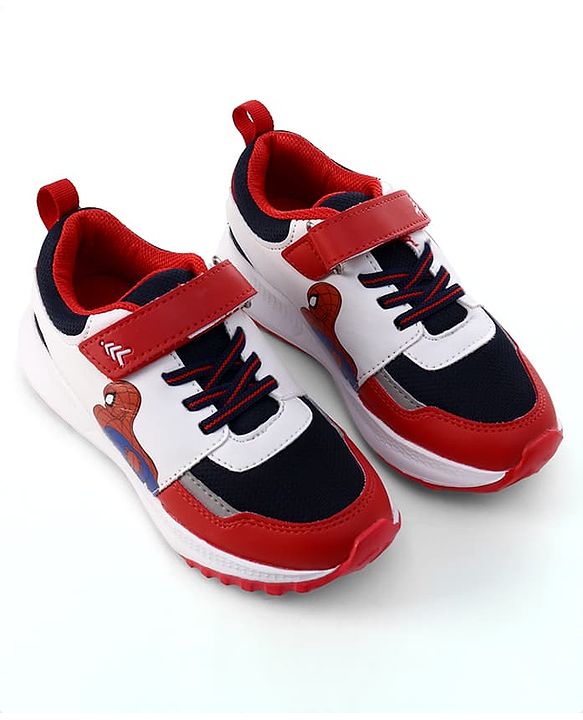 Pine Kids Marvel Velcro Closure Sneakers With Spider Man Print - Red & White