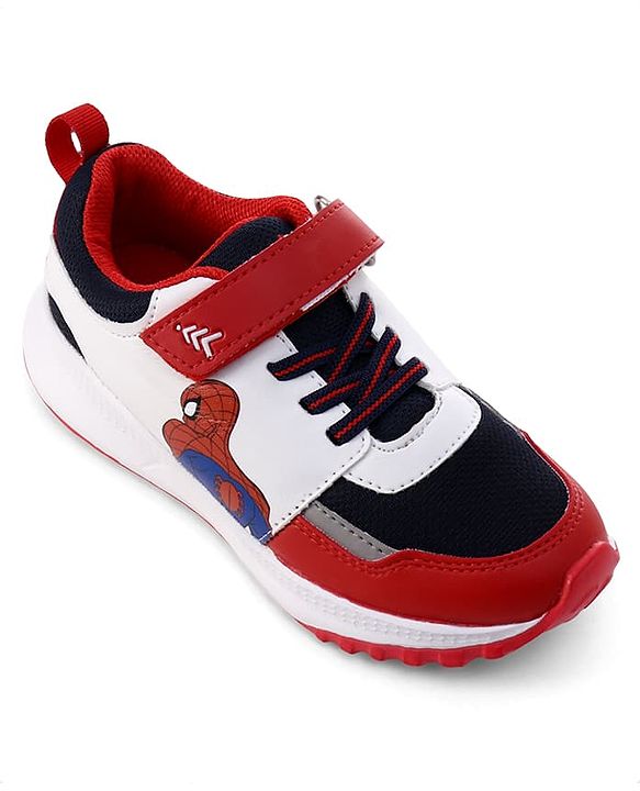 Pine Kids Marvel Velcro Closure Sneakers With Spider Man Print - Red & White