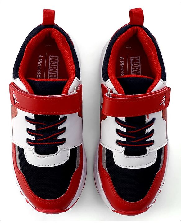 Pine Kids Marvel Velcro Closure Sneakers With Spider Man Print - Red & White