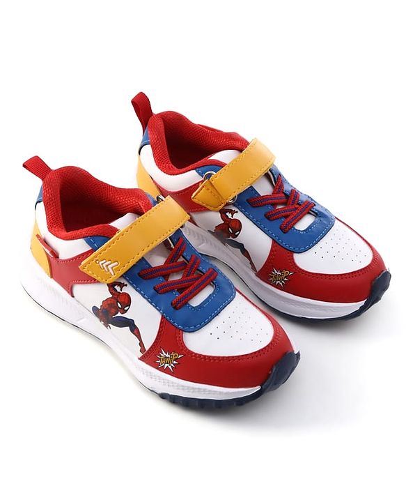 Pine Kids Marvel Velcro Closure Sneakers With Spider Man Print - Red & White