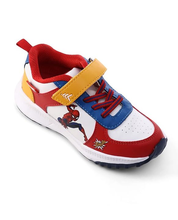 Pine Kids Marvel Velcro Closure Sneakers With Spider Man Print - Red & White