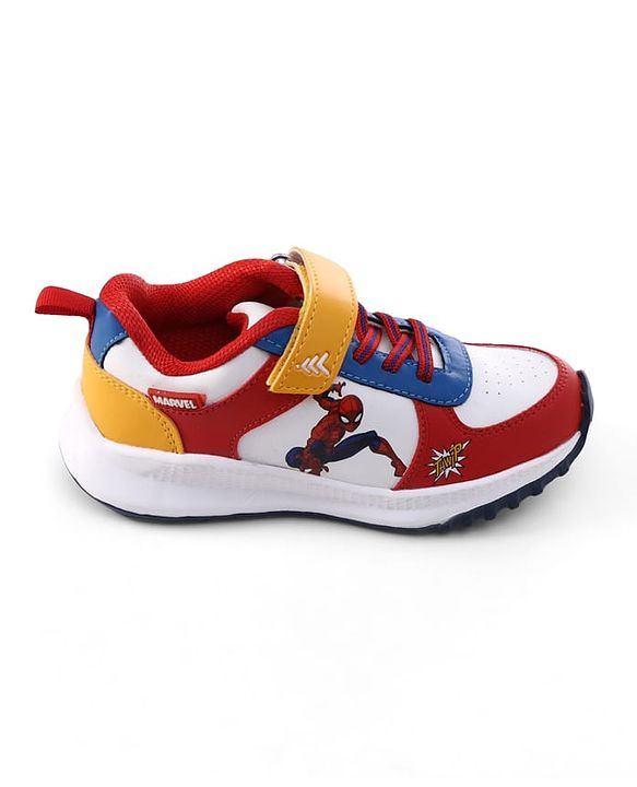 Pine Kids Marvel Velcro Closure Sneakers With Spider Man Print - Red & White