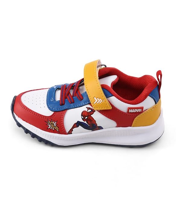 Pine Kids Marvel Velcro Closure Sneakers With Spider Man Print - Red & White