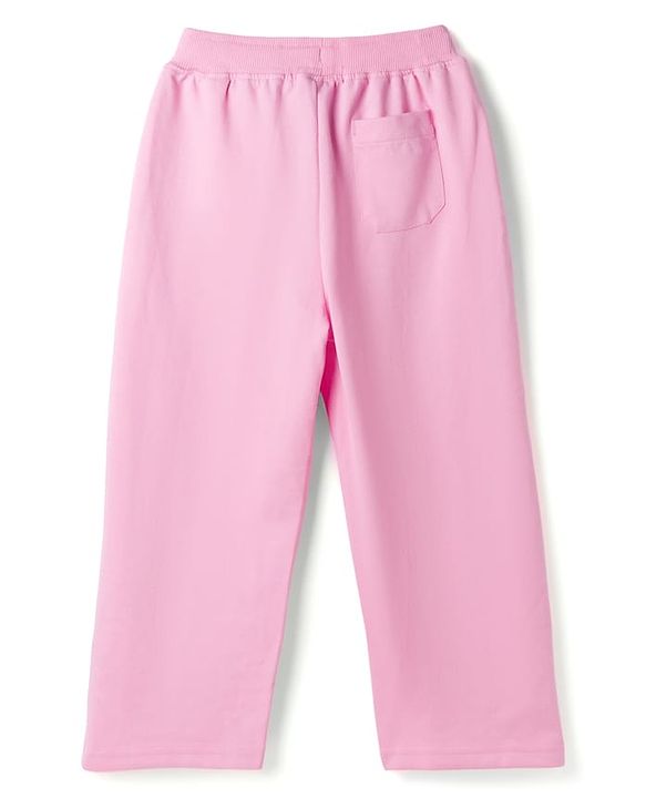 Pine Kids Looper Knit Full Raglan Sleeves Text Printed Hooded Winter Wear Sweat Jacket  & Lounge Pant Set - Pink
