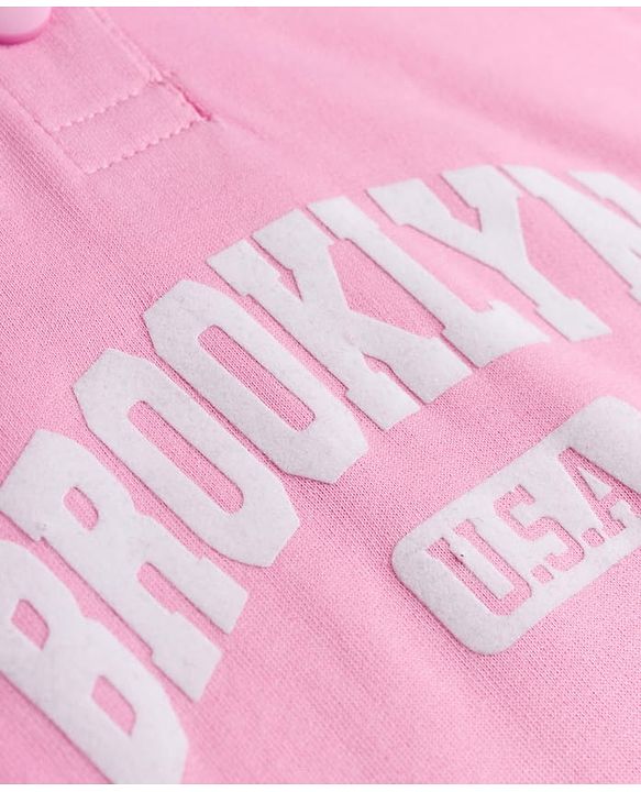 Pine Kids Looper Knit Full Raglan Sleeves Text Printed Hooded Winter Wear Sweat Jacket  & Lounge Pant Set - Pink