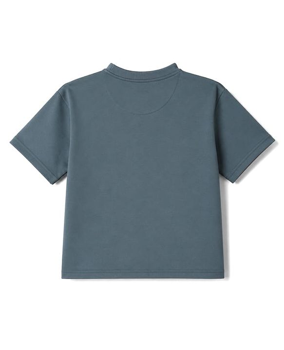 Pine Kids Looper Knit Half Sleeves Solid T-Shirt & Shorts Set - Charcoal Grey
