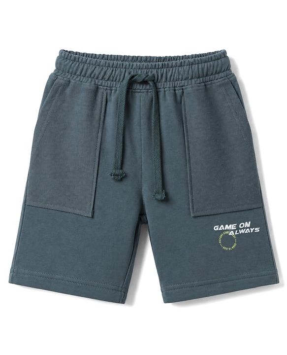 Pine Kids Looper Knit Half Sleeves Solid T-Shirt & Shorts Set - Charcoal Grey