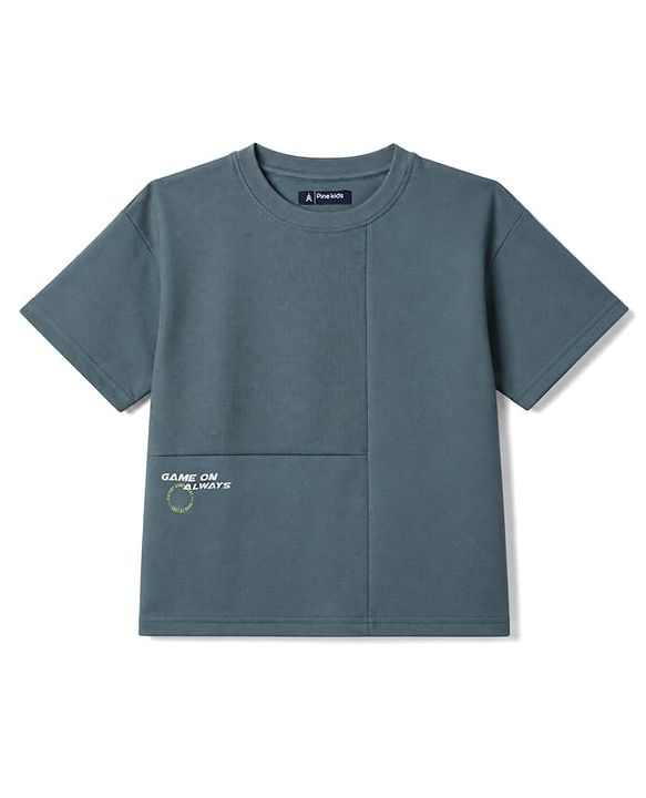 Pine Kids Looper Knit Half Sleeves Solid T-Shirt & Shorts Set - Charcoal Grey