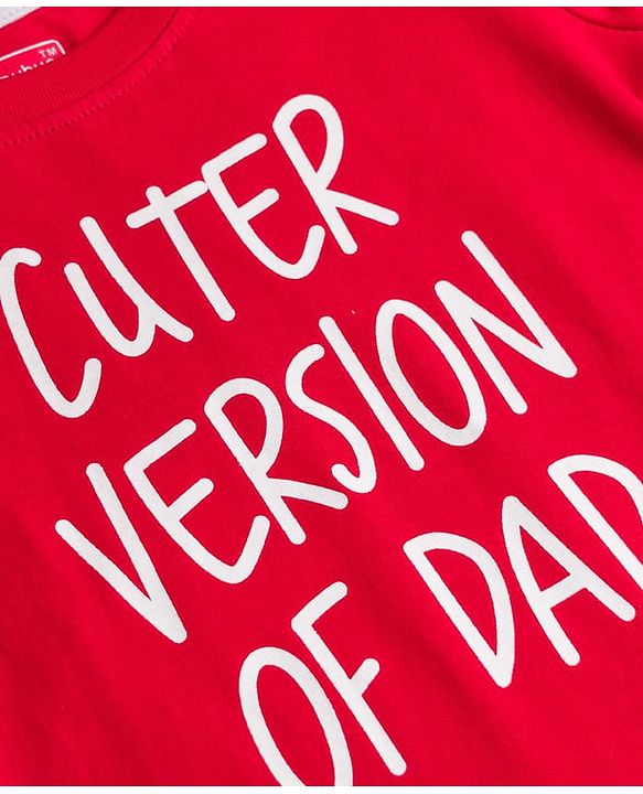 Babyhug 100% Cotton Knit Full Sleeves T-Shirt with Cuter Version Of Dad Print - Red