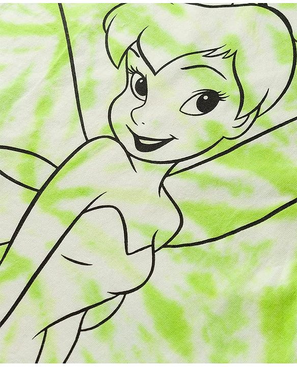 Babyhug Disney Single Jersey Knit Half Sleeve Tie & Dye T-Shirt with Tinker Bell Graphics - Light Green