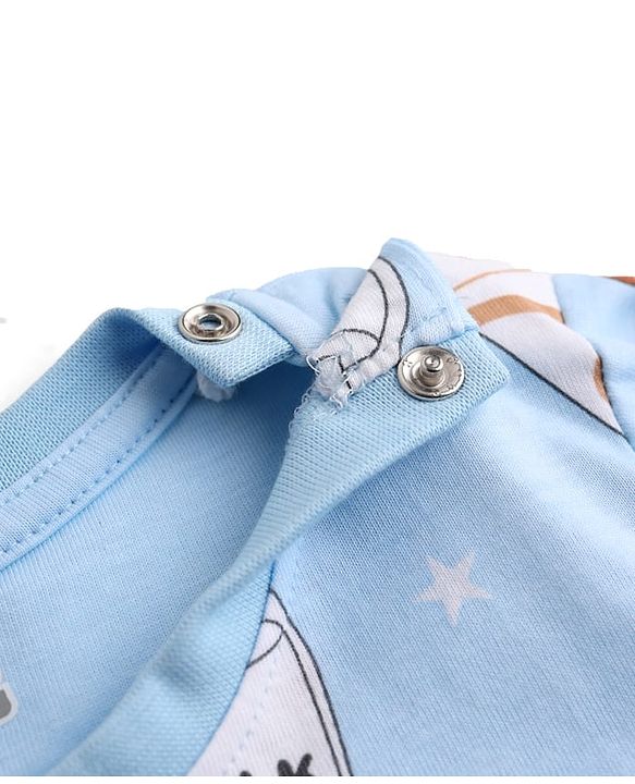 Babyhug Cotton Knit Full Sleeves T-Shirt & Pyjama Co-ord Night Suit with Milk & Cookies Print - Blue