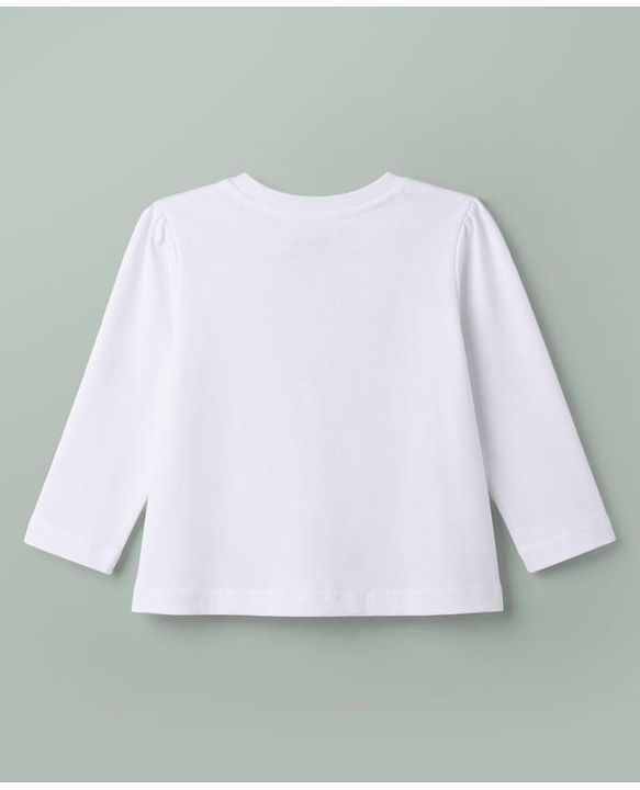 Babyhug 100% Cotton Knit Full Sleeves Bow Text Printed T-Shirt & Pyjama Night Suit - White