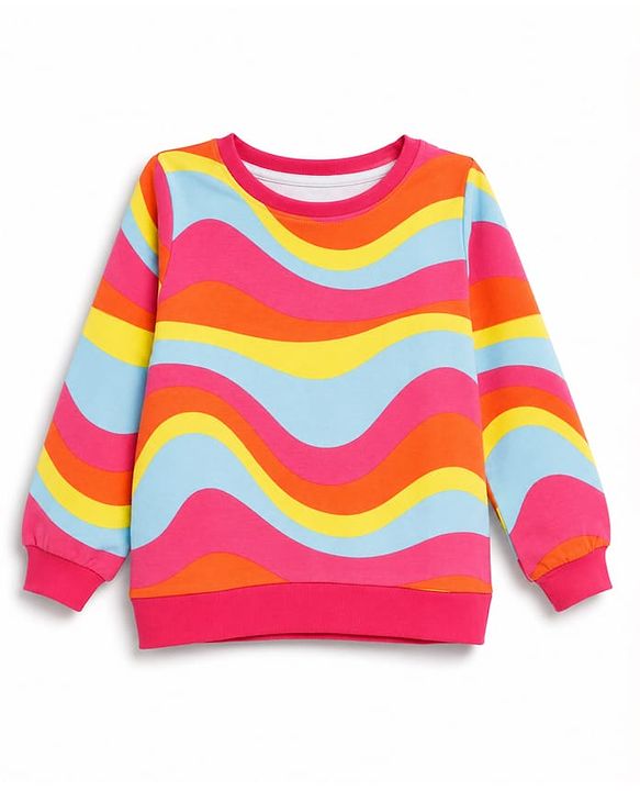Pine Kids 100% Cotton Knit Full Sleeves Printed Sweatshirt - Dark Pink