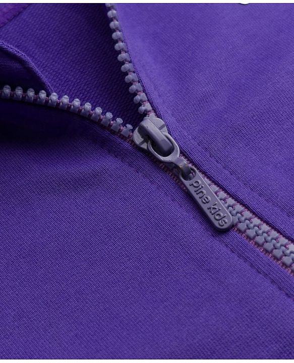 Pine Kids 100% Cotton Knit Full Sleeves Star Sequinned Hooded Sweatjacket - Purple