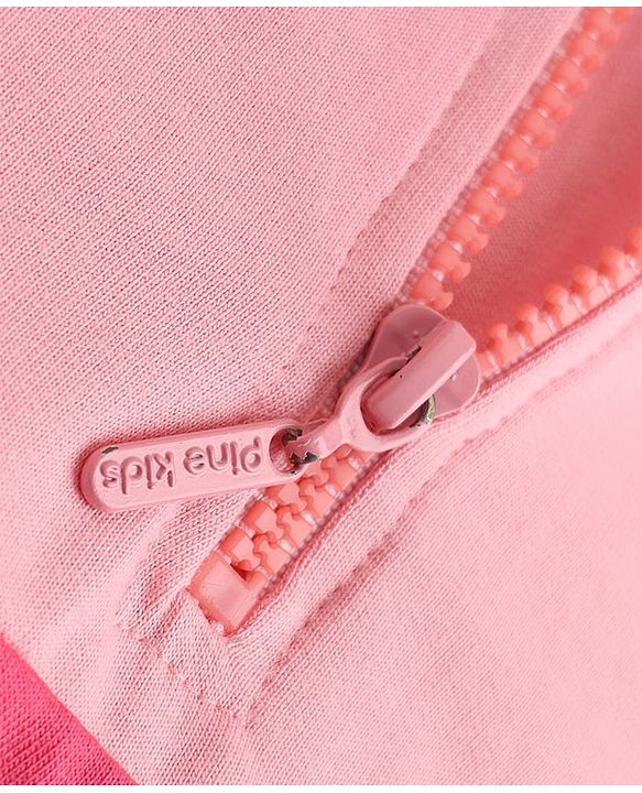 Pine Kids Cotton Knit Hooded Sweatshirt with Full Sleeves and Alphabet Embroidery - Pink