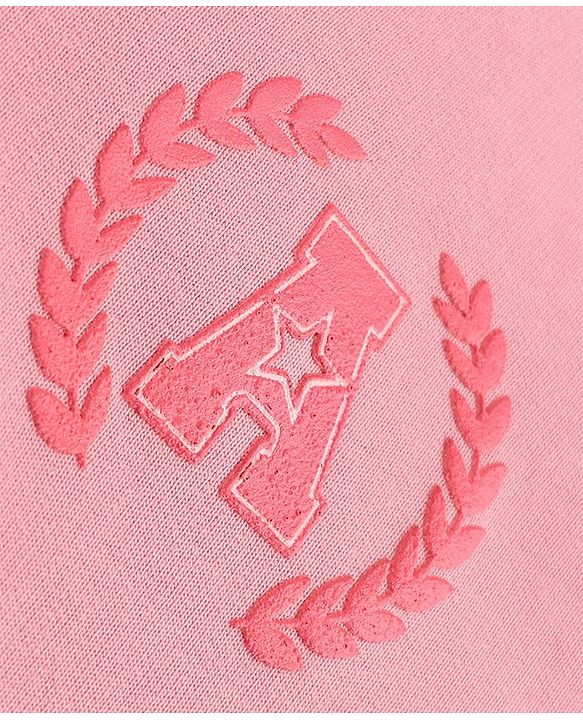 Pine Kids Cotton Knit Hooded Sweatshirt with Full Sleeves and Alphabet Embroidery - Pink