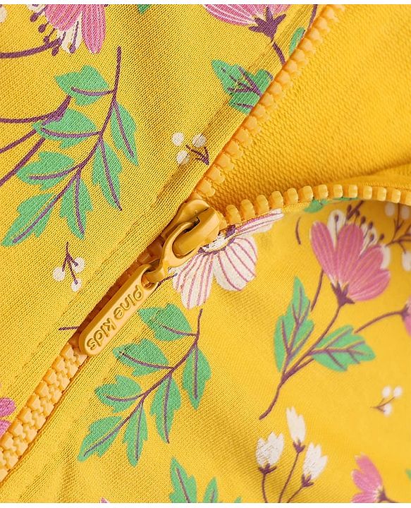Pine Kids Cotton Knit Sweatshirt with Full Sleeves and Floral Print in Yellow for 4-5 Years