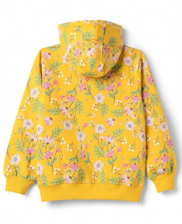 Pine Kids Cotton Knit Sweatshirt with Full Sleeves and Floral Print in Yellow for 4-5 Years