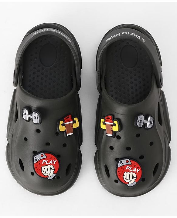 Pine Kids Backstrap Closure Clogs With Applique - Dark Green