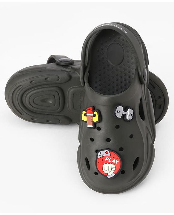 Pine Kids Backstrap Closure Clogs With Applique - Dark Green