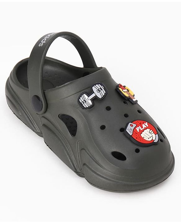 Pine Kids Backstrap Closure Clogs With Applique - Dark Green