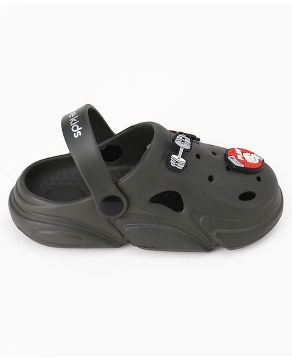 Pine Kids Backstrap Closure Clogs With Applique - Dark Green